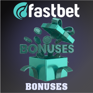 Fastbet bonuses banner featuring an open gift box with floating coins on a dark gradient background, with ‘Fastbet Bonuses’ text.