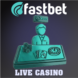 Fastbet live casino banner featuring a dealer figure with cards and roulette table on a dark gradient background, with ‘Fastbet Live Casino’ text.
