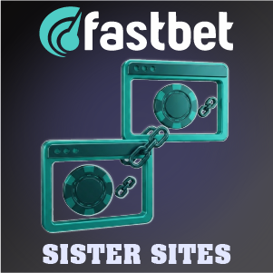 Fastbet sister sites banner showing two linked casino windows with chains on a dark gradient background, with ‘Fastbet Sister Sites’ text.